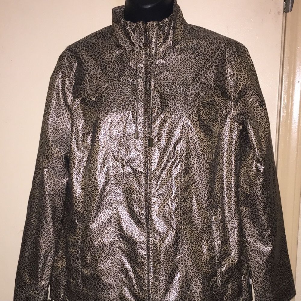 Zenergy  By Chico’s Rain Wind Jacket  SZ 1 CHEETAH